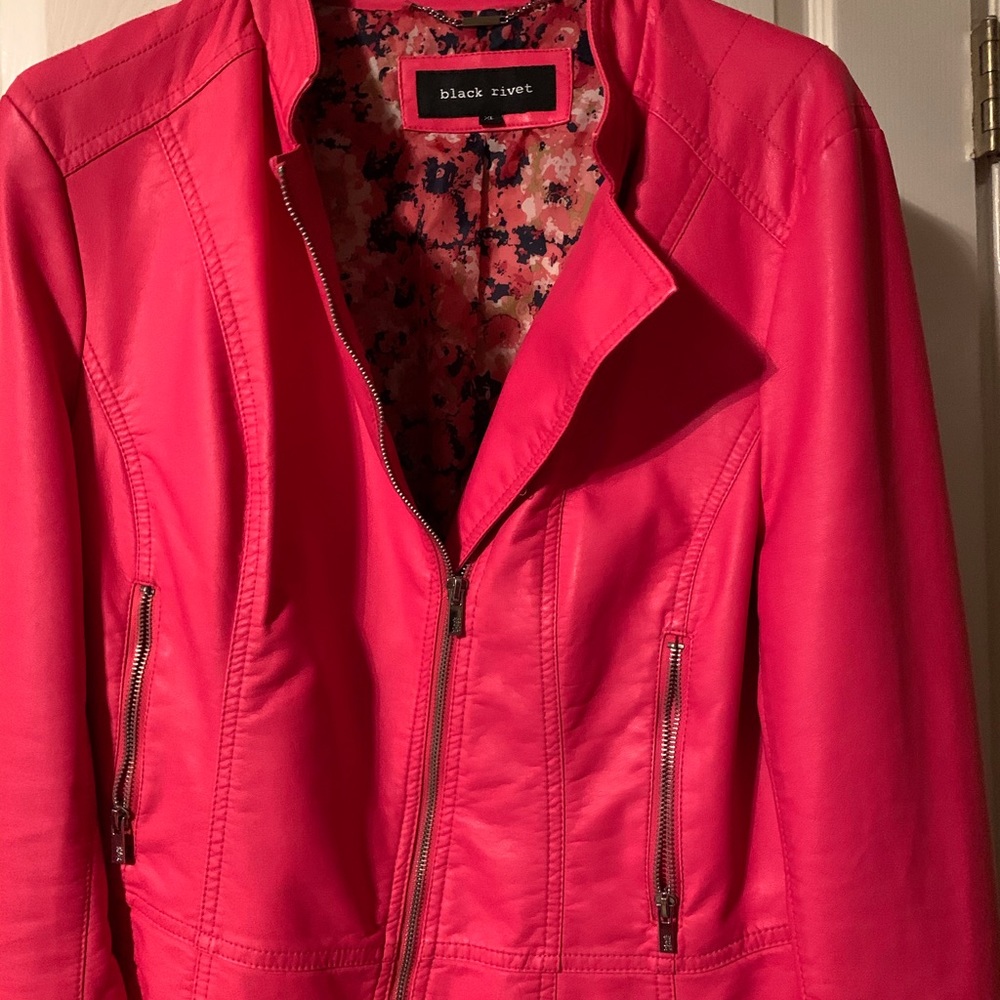 Apricot vegan leather jacket